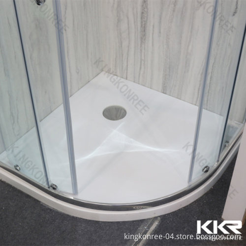Super White Matt Finish Sector Shape Stone Solid Surface Shower Pan